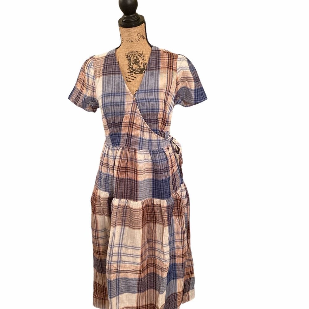 Universal Threads Plaid Brown Blue Dress